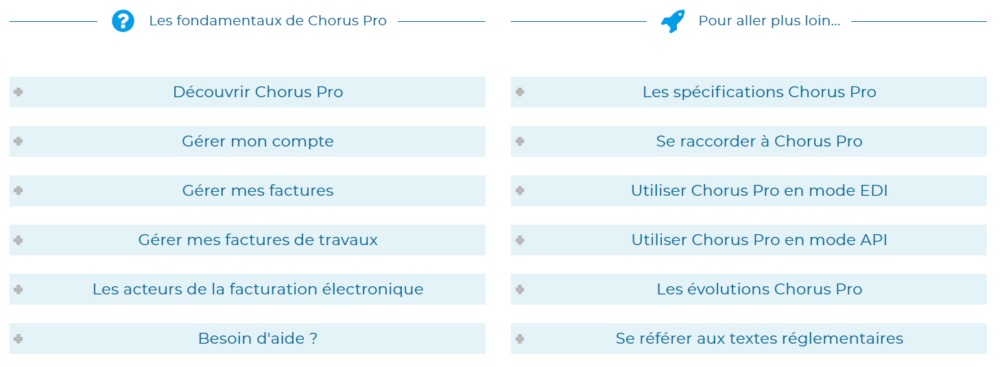 Documentation Chorus Pro sommaire