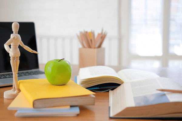 Lecture pour les indépendants, livres sur un bureau