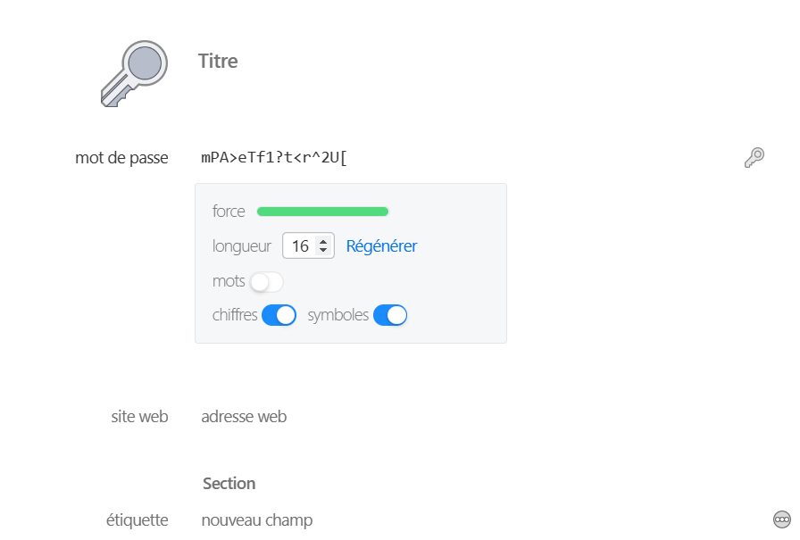 Génération d'un mot de passe sur 1Password