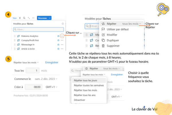 Automatisation dans Notion - vue 3 du process